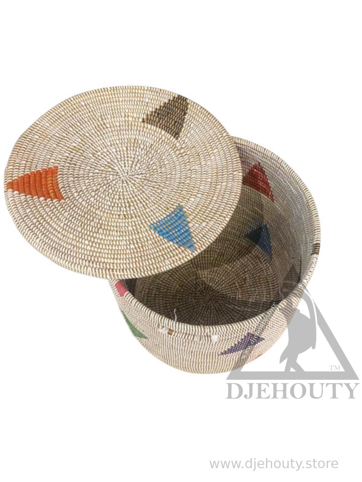 PANIER MOYEN A TROUS MOTIFS TRIANGLES MULTICOLORES