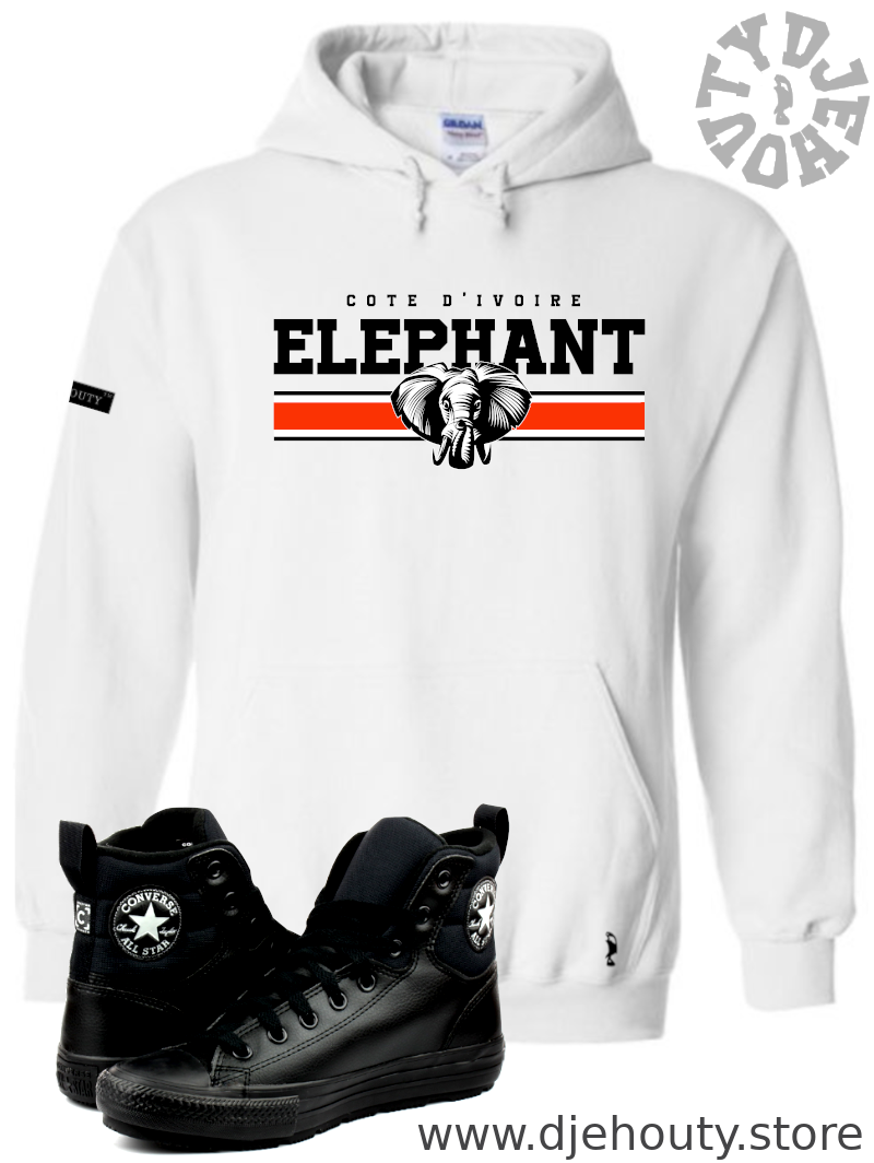 HOODIE ELEPHANT BANDE ORANGE