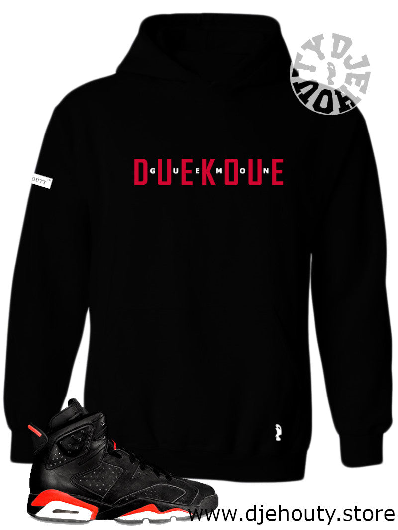HOODIE DUEKOUE TEXTE ROUGE