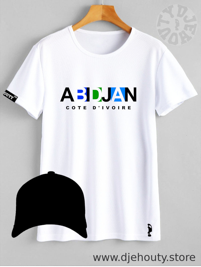 TSHIRT ABIDJAN CARRES BLEU VERT