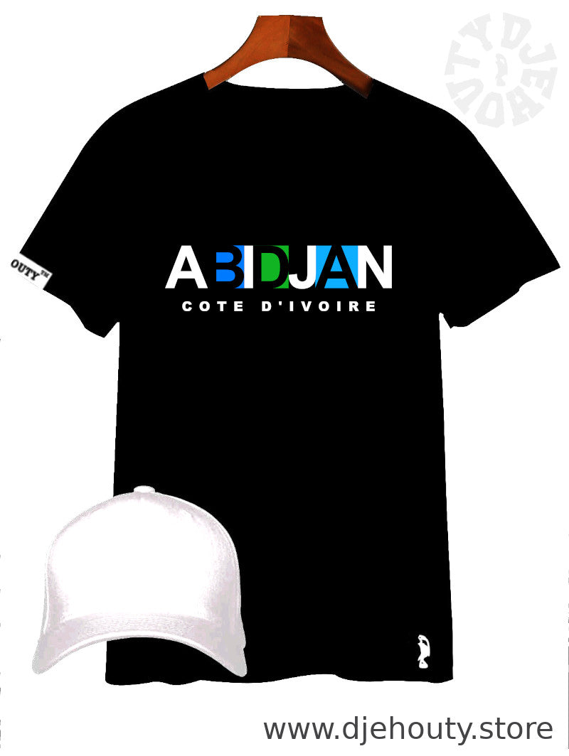 TSHIRT ABIDJAN CARRES BLEU VERT