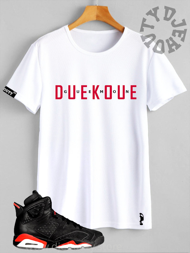 TSHIRT DUEKOUE TEXTE ROUGE