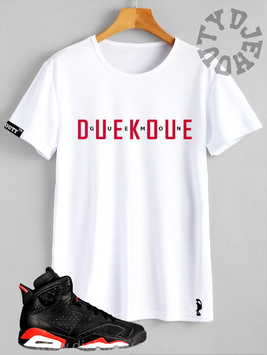 TSHIRT DUEKOUE TEXTE ROUGE