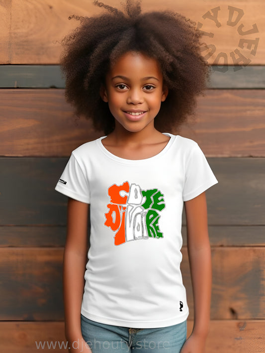 TSHIRT ENFANT COTE D'IVOIRE TEXTE FORME CARTE