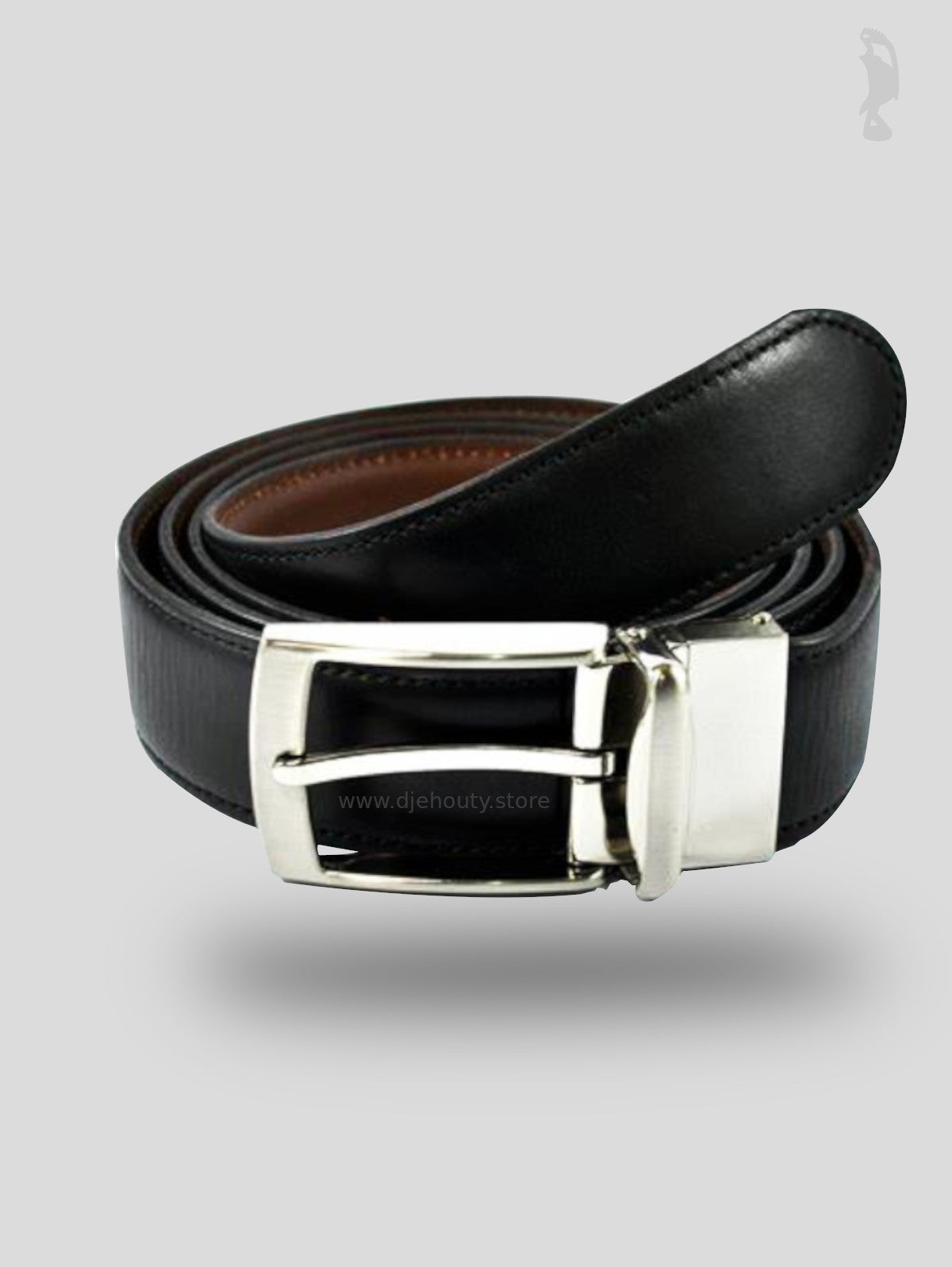 CEINTURE REVERSIBLE A BOUCLE NOIRE ET MARRON
