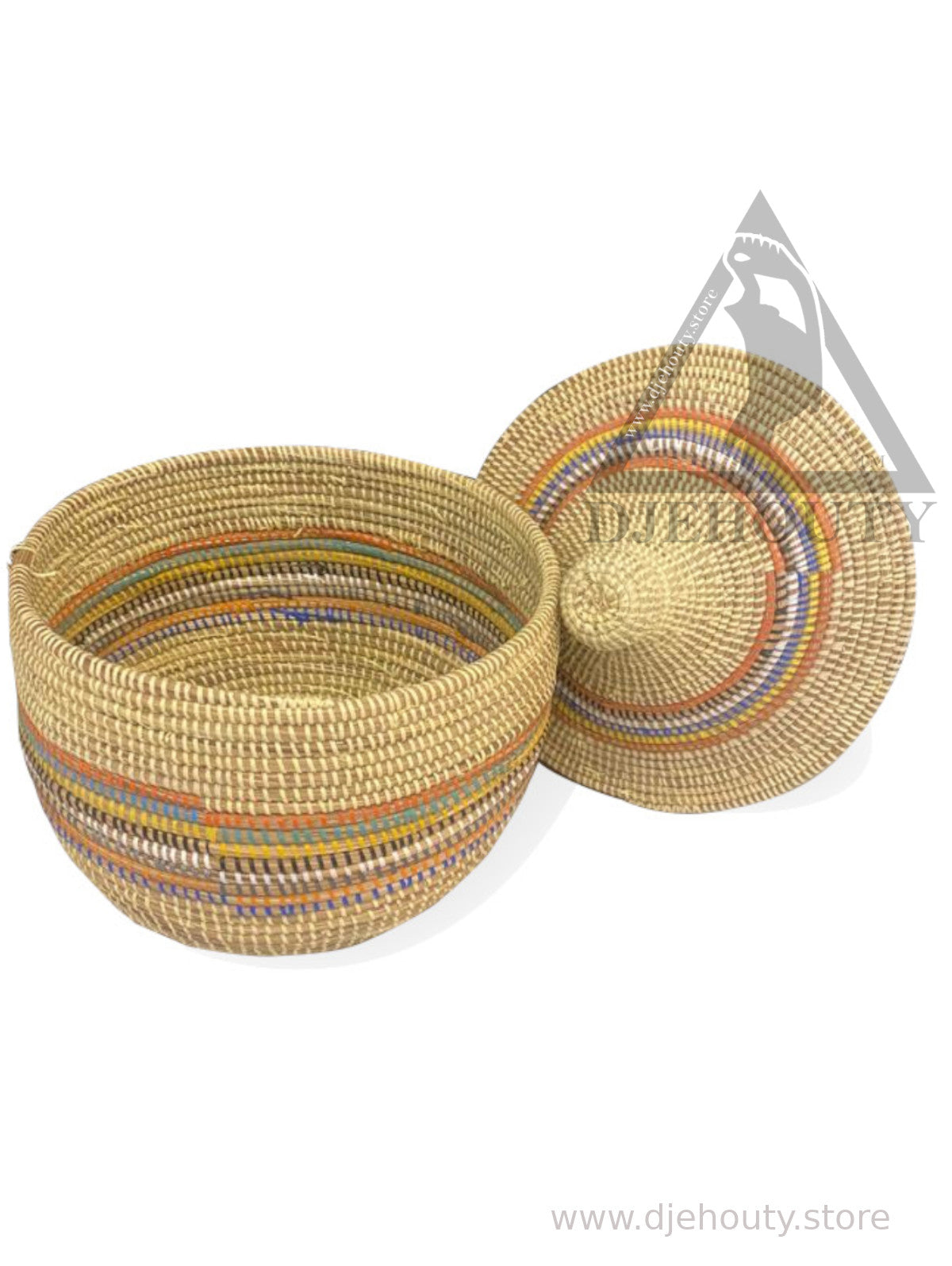 PETIT PANIER ROND BANDES  MULTICOLORES COLEES
