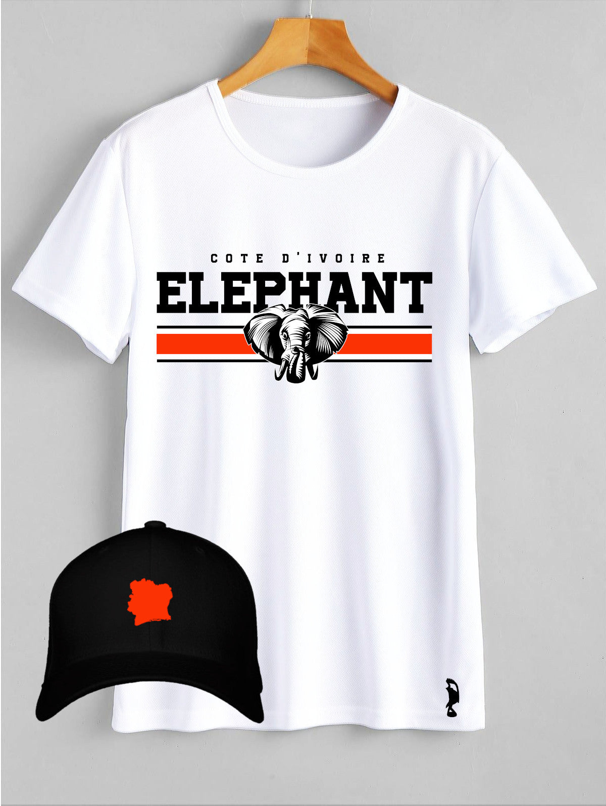 TSHIRT ELEPHANT BANDE ORANGE