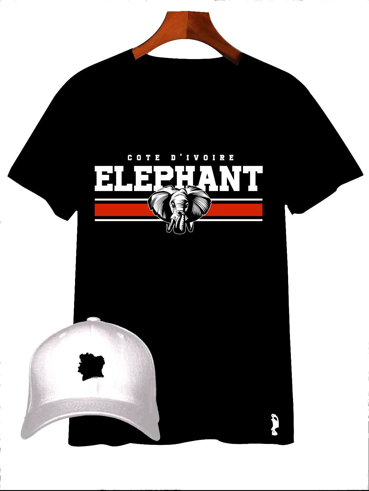 TSHIRT ELEPHANT BANDE ORANGE